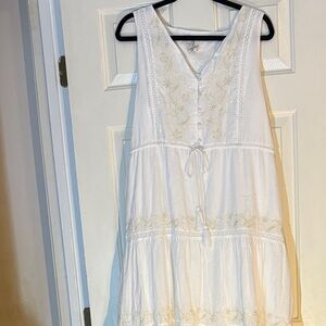 Joie White Embroidered Midi Dress